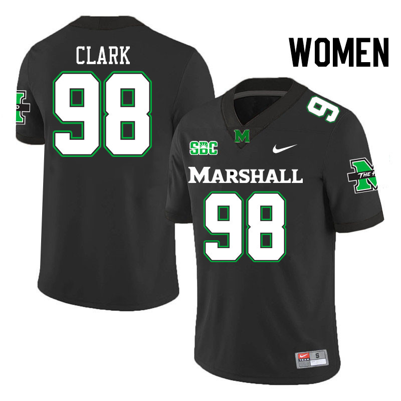 Women #98 Alec Clark Marshall Thundering Herd SBC Conference College Football Jerseys Stitched-Black